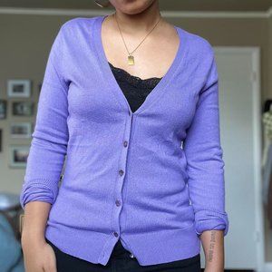 PURPLE NEW YORK & CO BUTTON DOWN CARDIGAN